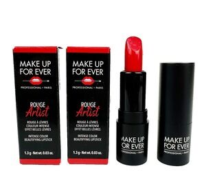 Make Up For Ever Rouge Artist Lipstick 402 Untamed Fire Bold Color Lip Makeup x2
